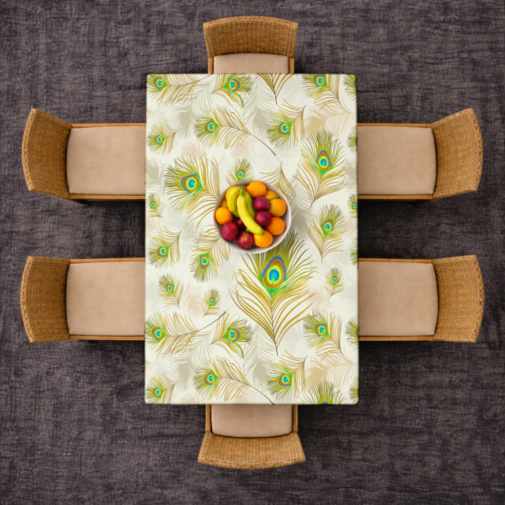 Elegant Peacock Feathers and Exotic Nature Seamless Pattern Rectangular Tablecloth
