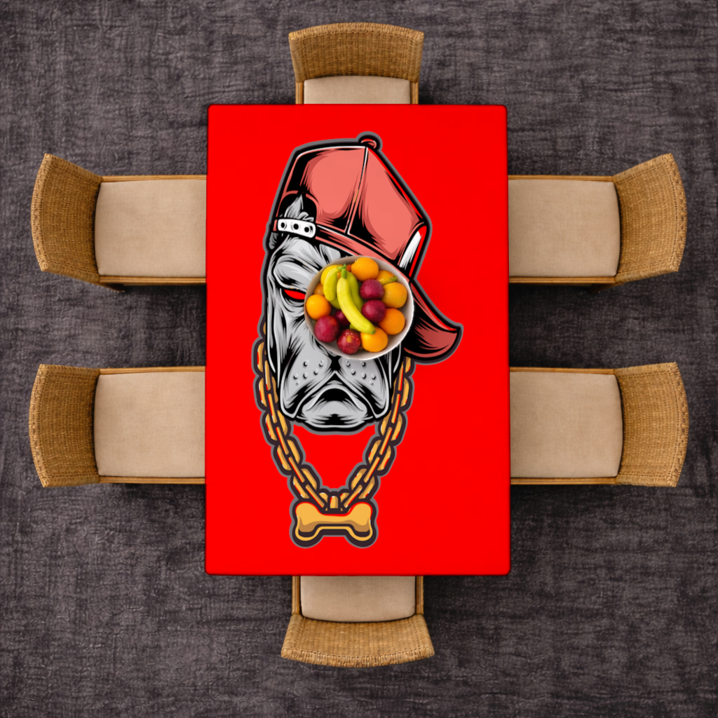 Hip Hop Style Gangster Dog Illustration Rectangular Tablecloth