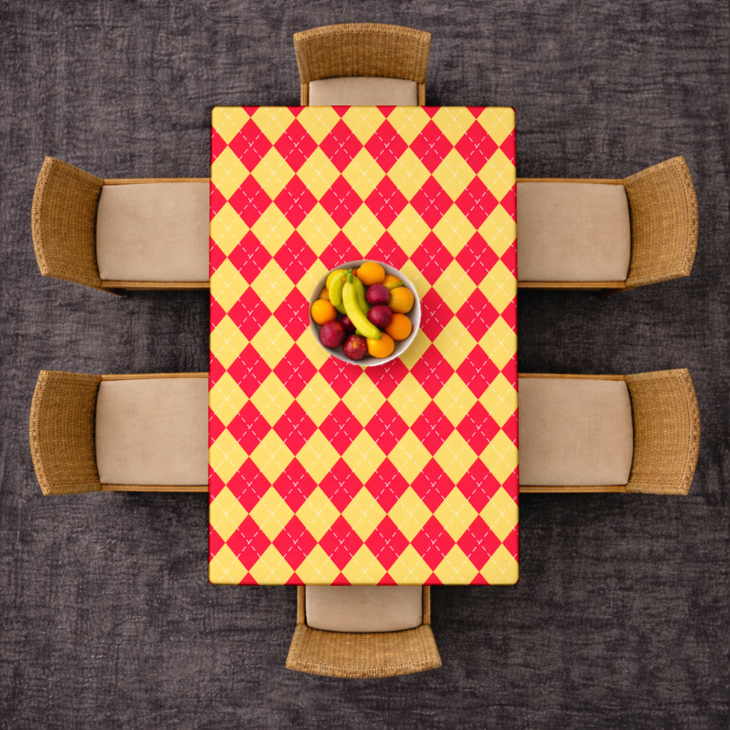Red and Yellow Argyle Geometric Pattern Background Rectangular Tablecloth
