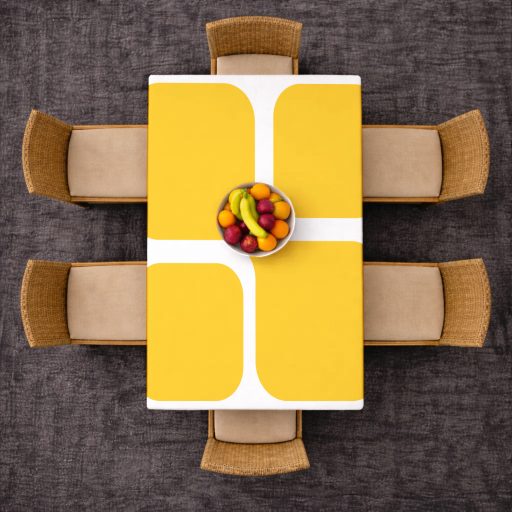 Yellow Geometric Labyrinth and Modern Abstract Pattern Rectangular Tablecloth