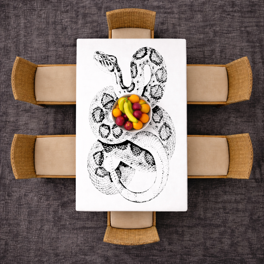 Detailed Vintage Rattlesnake Illustration Rectangular Tablecloth