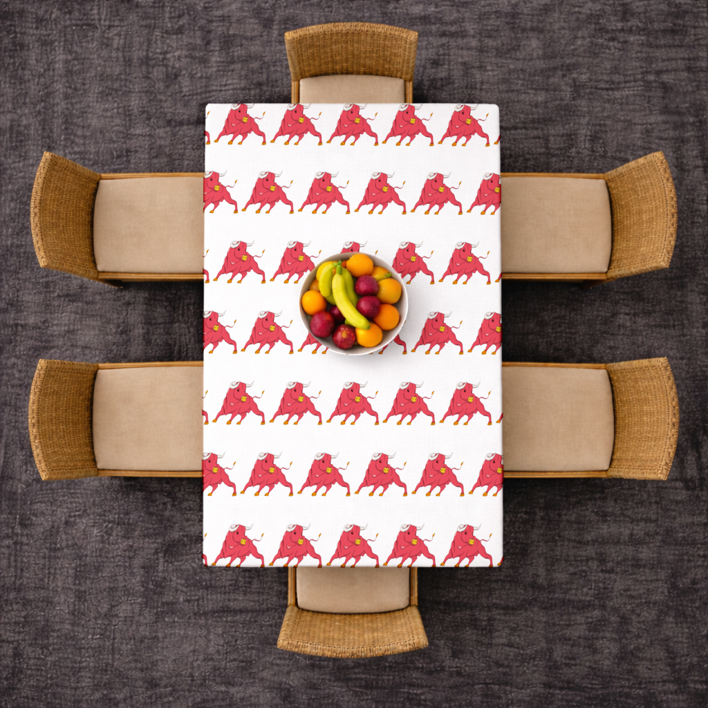 Spanish Red Bull Illustration Inspired by Matador Theme Rectangular Tablecloth