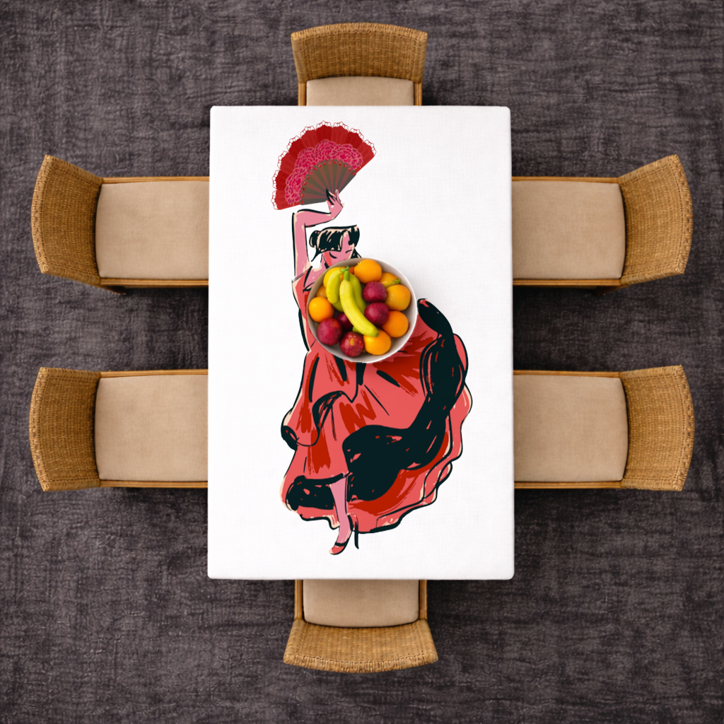Flamenco Dancer with Fan Illustration 
