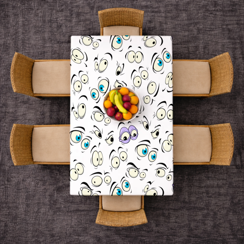 Funny Cartoon Eyes Pattern Rectangular Tablecloth