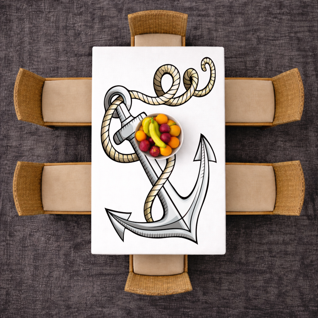 Sailor Anchor with Rope Tattoo Art Rectangular Tablecloth