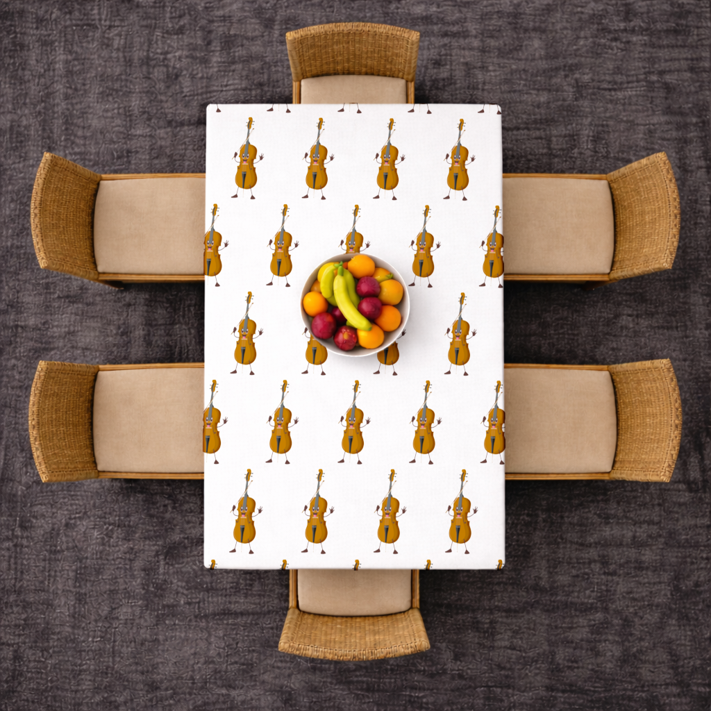 Happy Cello Character Art Design Rectangular Tablecloth