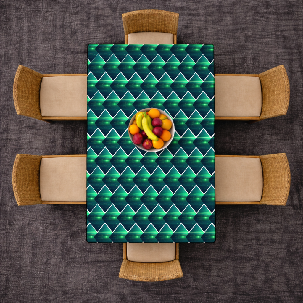 Green bright strips on black background. Rectangular Tablecloth