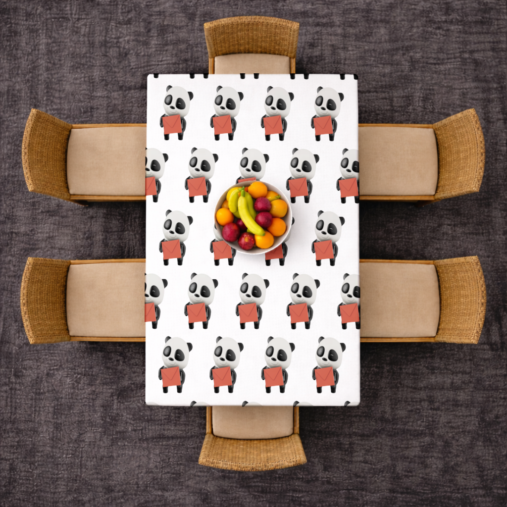 Happy Panda Character Holding Red Envelope Rectangular Tablecloth