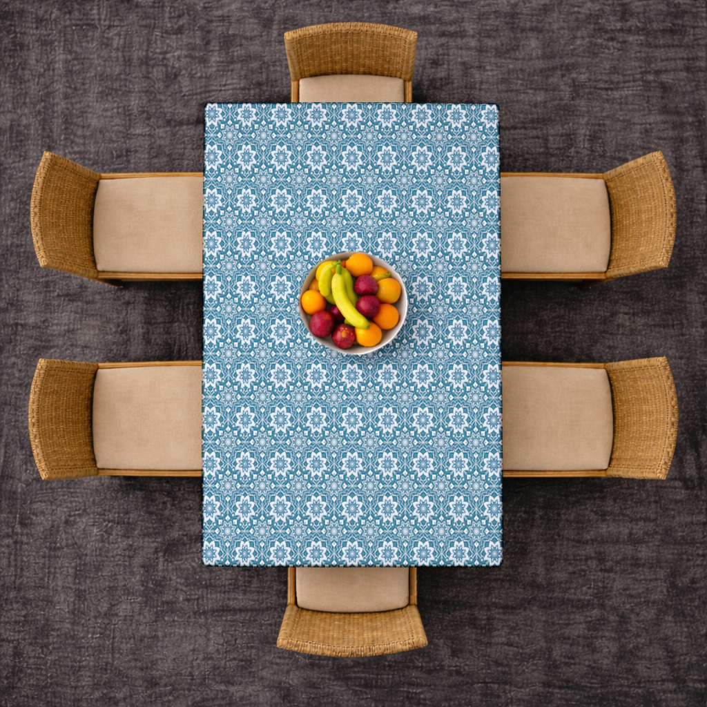Elegant Blue Mandala Pattern Rectangular Tablecloth