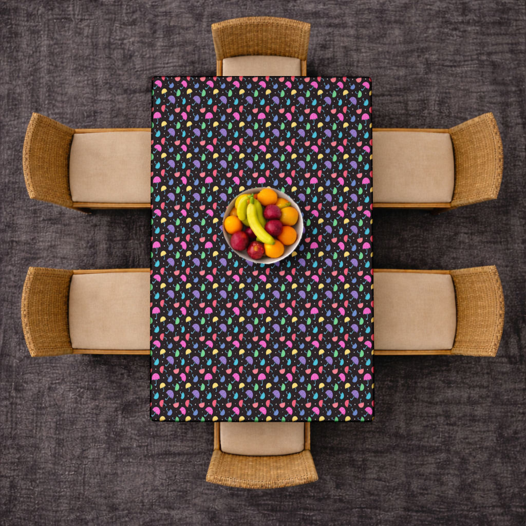 Colorful Heart Umbrellas Pattern Rectangular Tablecloth