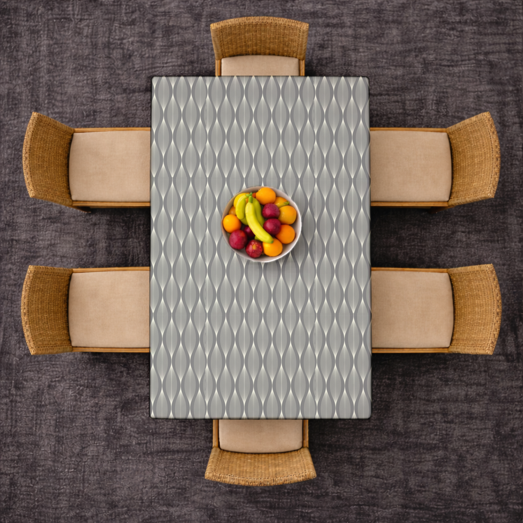 Art Deco Geometric Wavy Pattern Rectangular Tablecloth