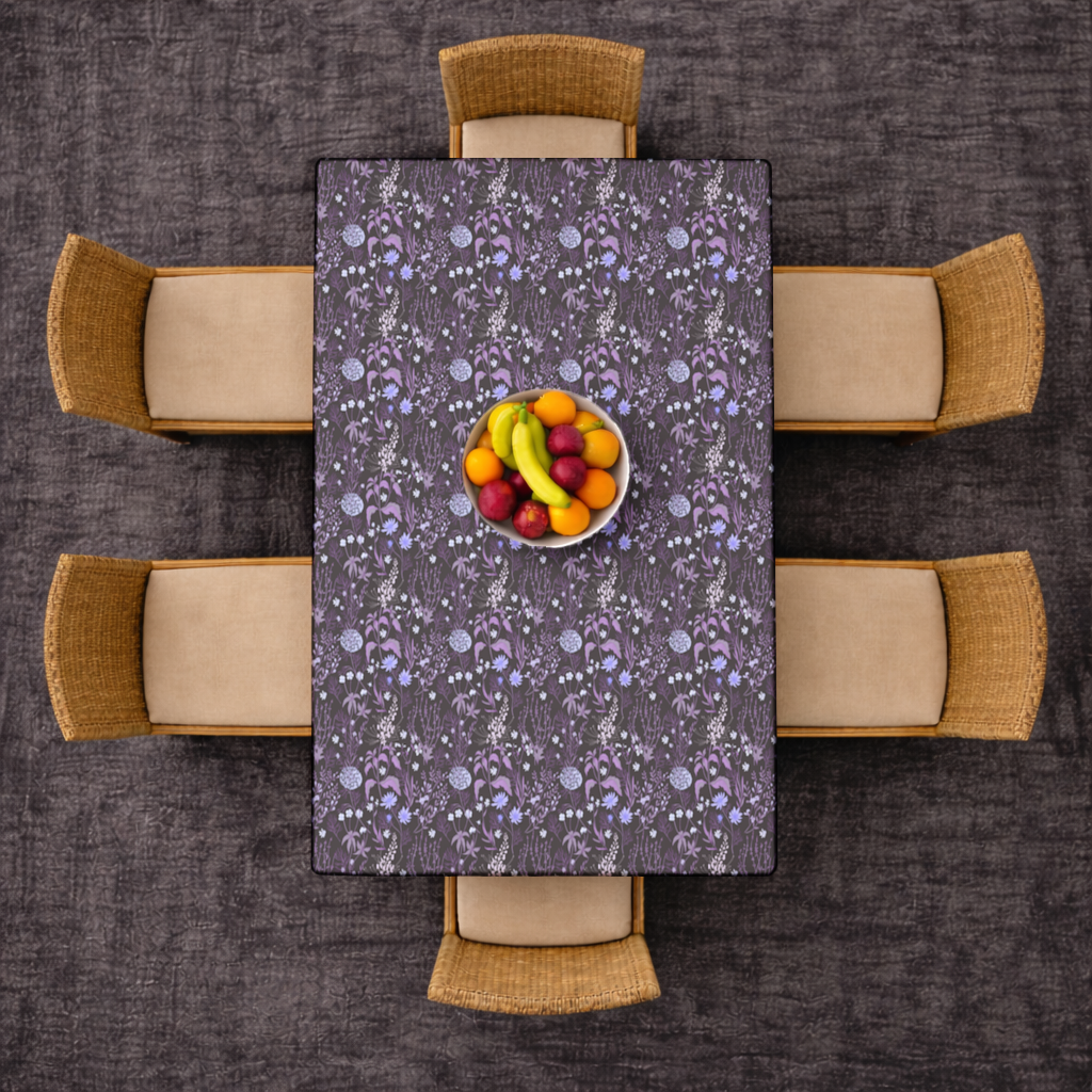 Purple Gothic Botanical Rectangular Tablecloth