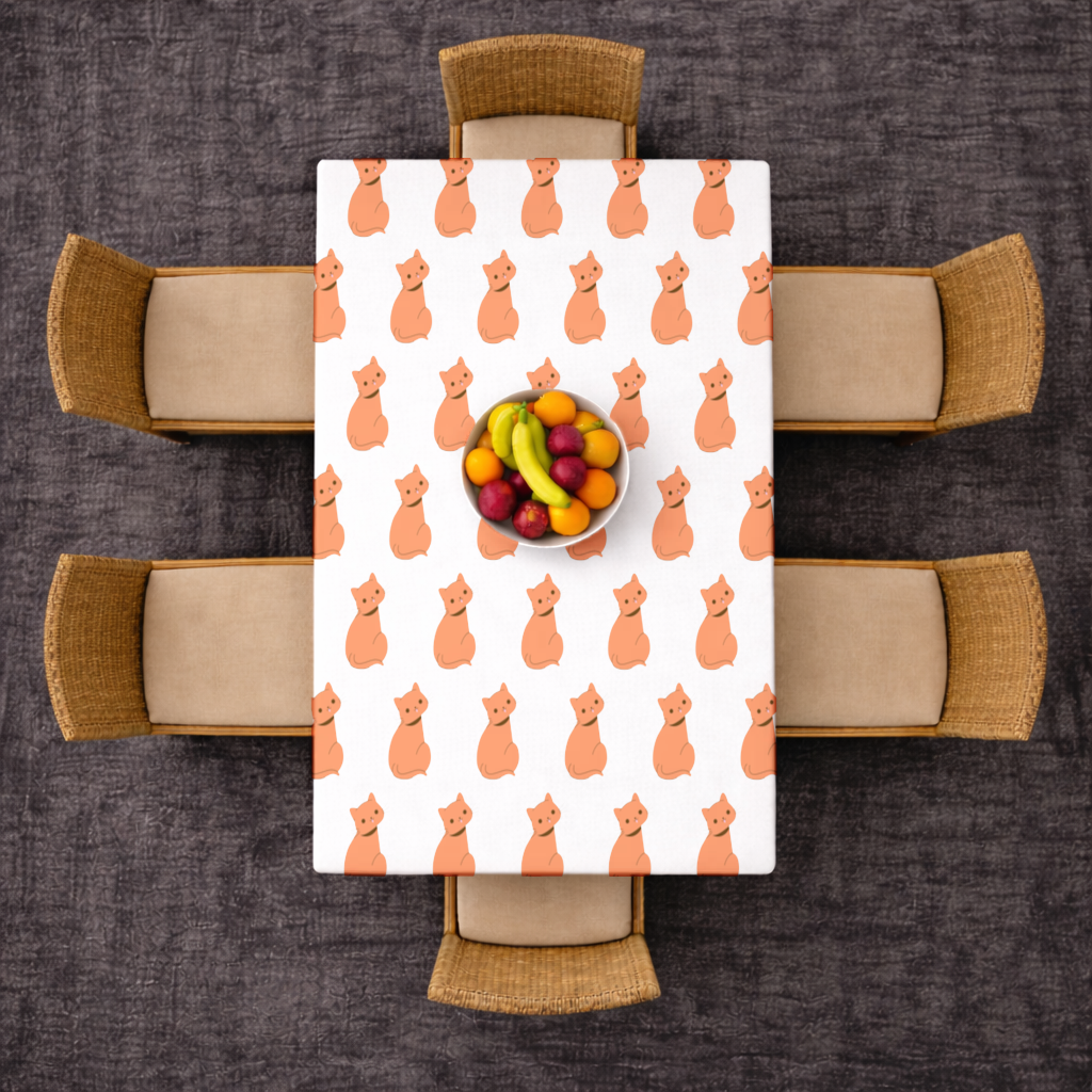 Kawaii Orange Cat Blep Rectangular Tablecloth