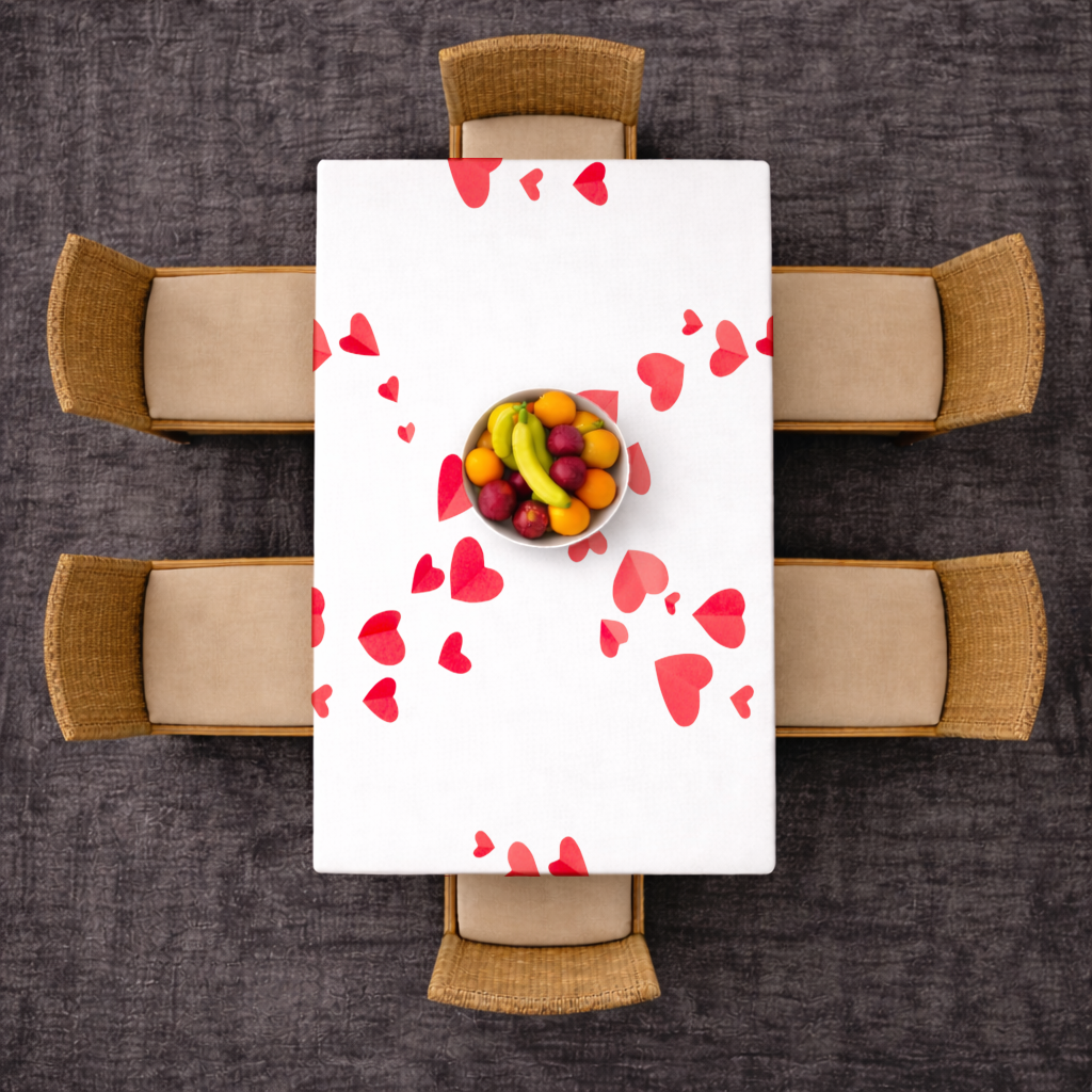 Red Hearts Frame Design Rectangular Tablecloth