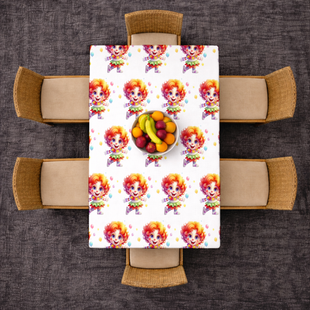 Cute Rainbow Hair Happy Clown Rectangular Tablecloth