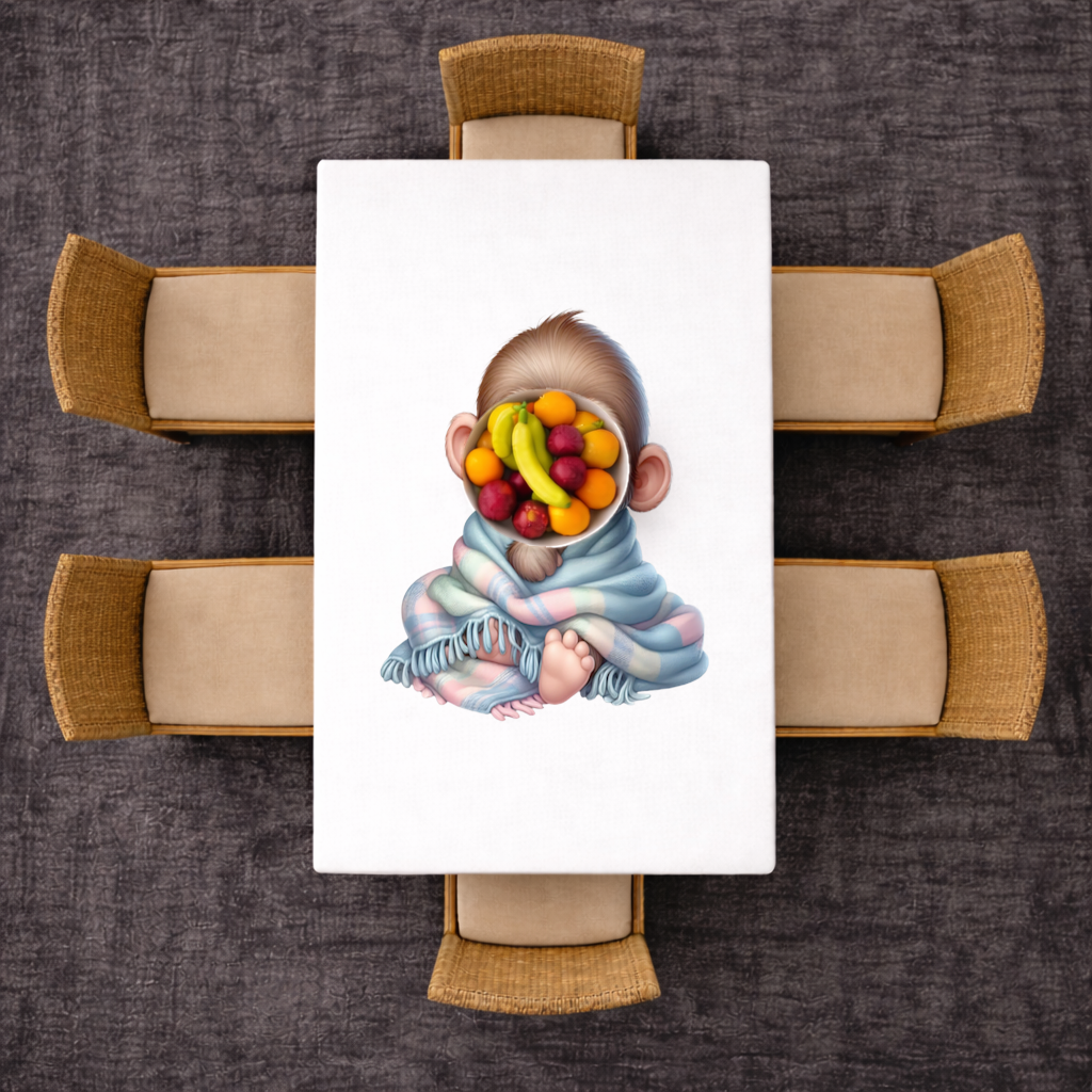 Cute Baby Monkey Wrapped in Blanket Rectangular Tablecloth