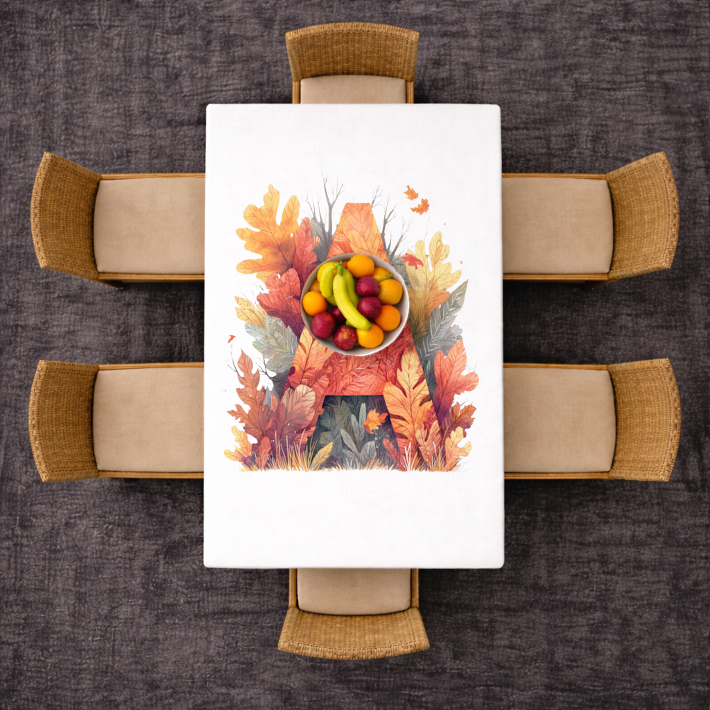 Autumn Leaf Letter A Monogram Rectangular Tablecloth