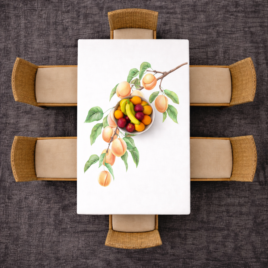 Ripe Orange Apricot Fruit Branch Rectangular Tablecloth