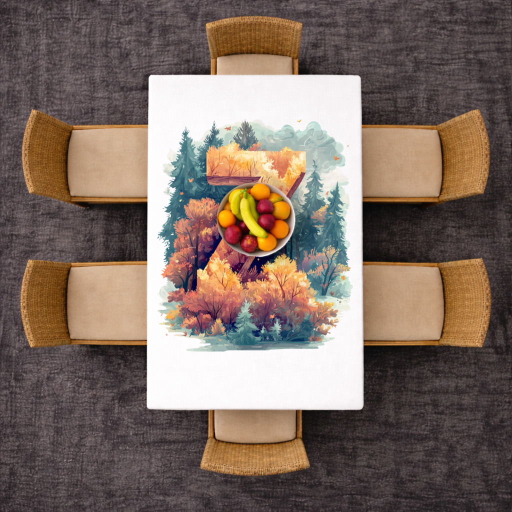 Autumn Leaf Forest Letter Z Rectangular Tablecloth