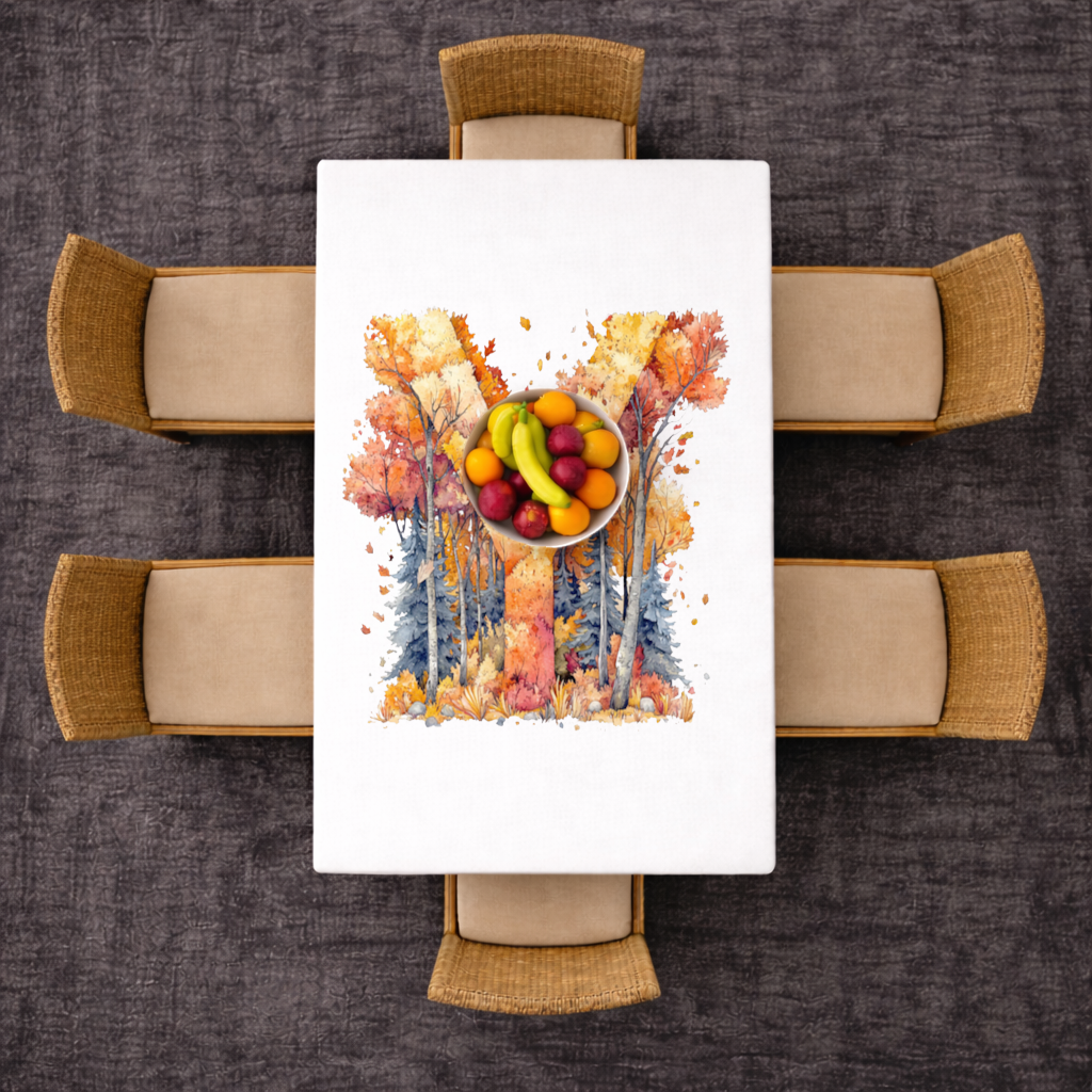 Autumn Forest Letter Y Rectangular Tablecloth