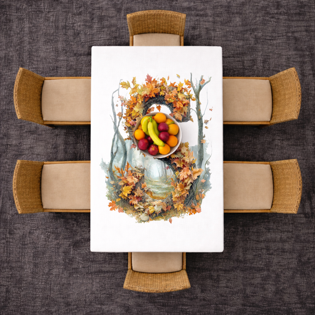 Autumn Maple Leaf Letter S Rectangular Tablecloth