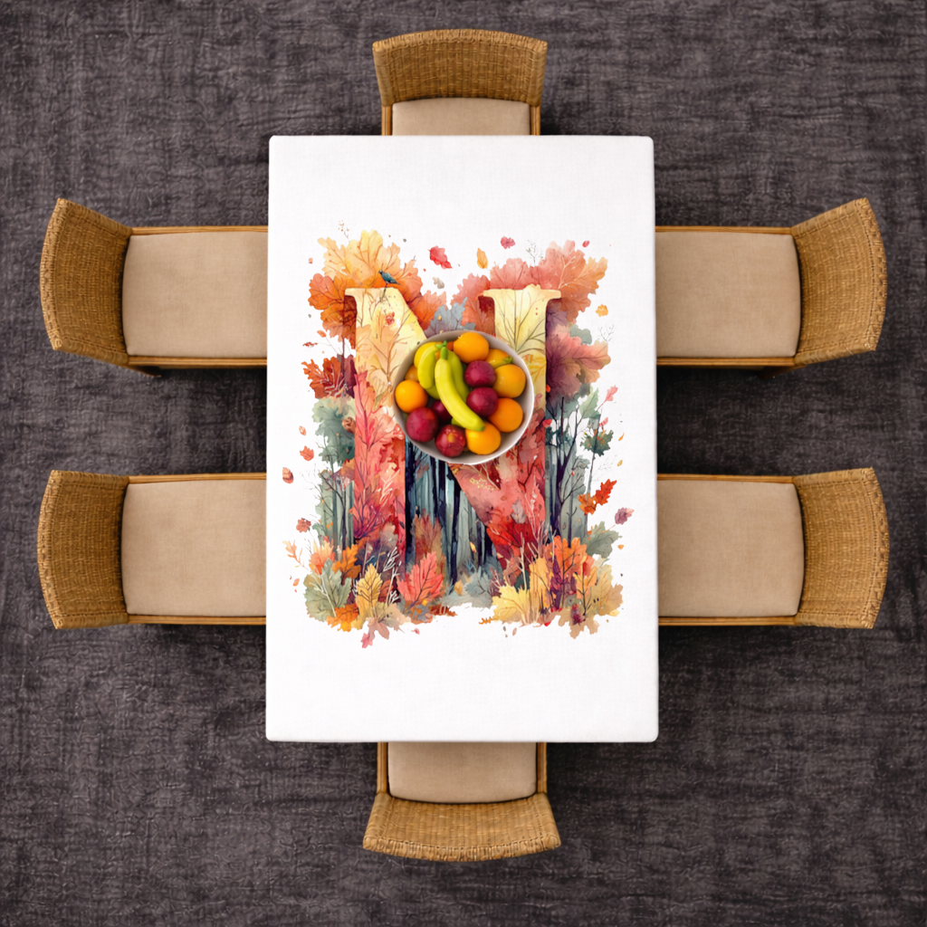 Autumn Leaf Monogram N Rectangular Tablecloth
