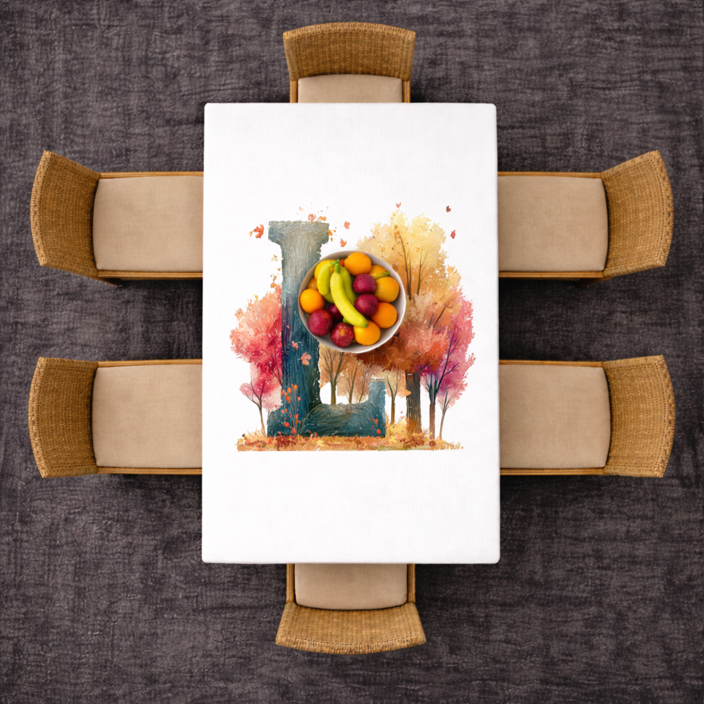 Autumn Forest Letter L Rectangular Tablecloth