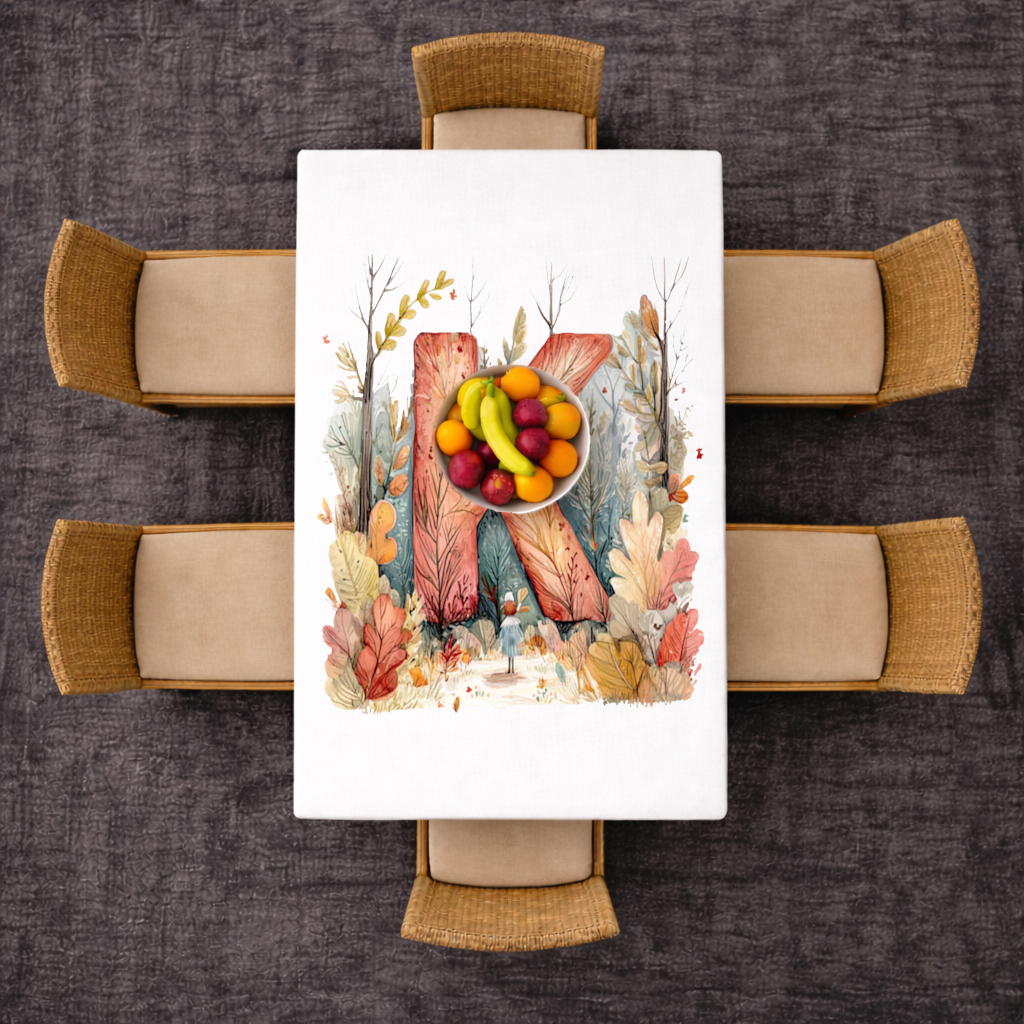 Autumn Forest Letter K Rectangular Tablecloth