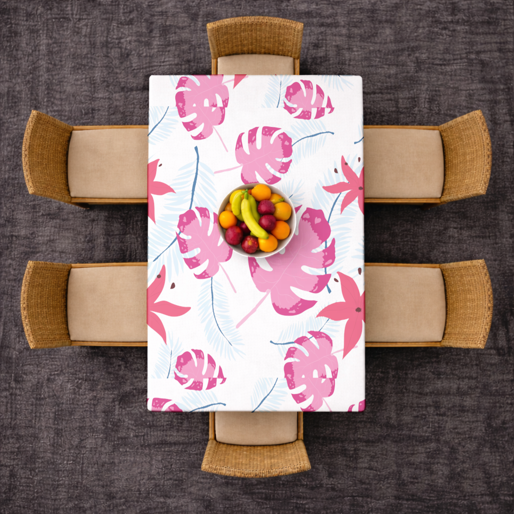 Pink Monstera and Tropical Lily Rectangular Tablecloth