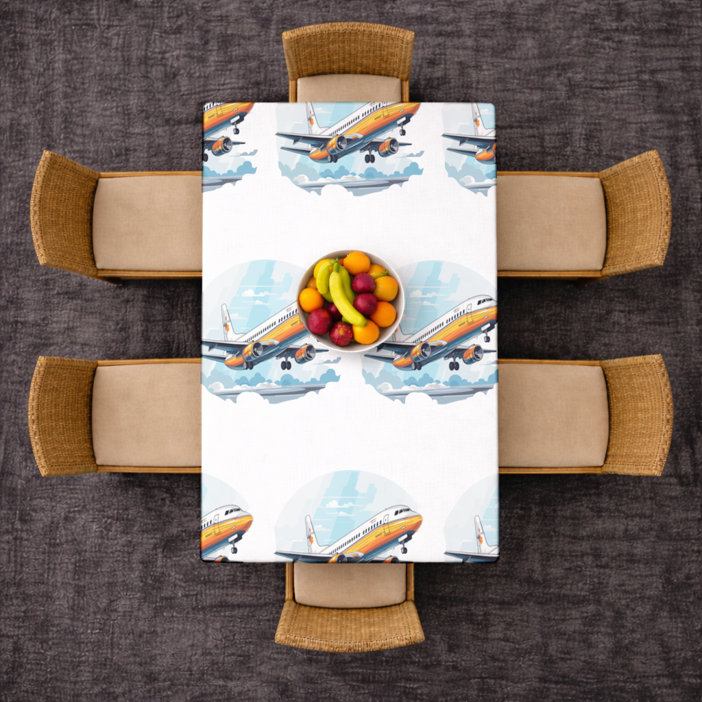 Retro Orange Commercial Airplane Rectangular Tablecloth