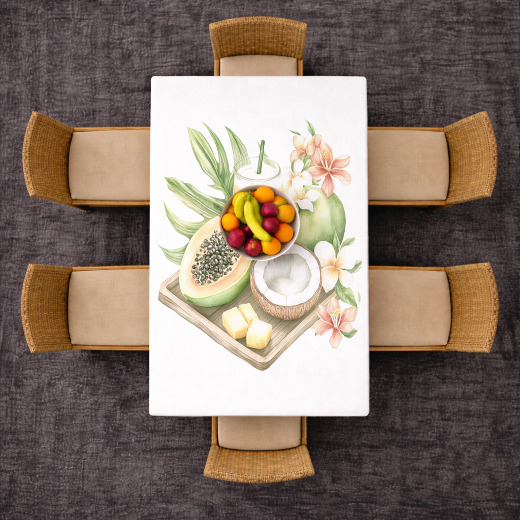 Tropical Papaya and Coconut Juice Rectangular Tablecloth
