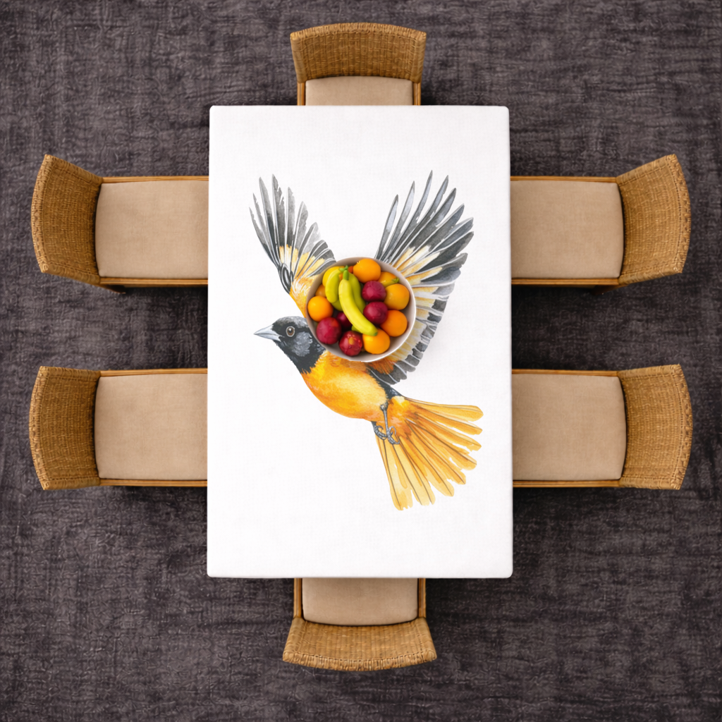 Watercolor Baltimore Oriole Rectangular Tablecloth