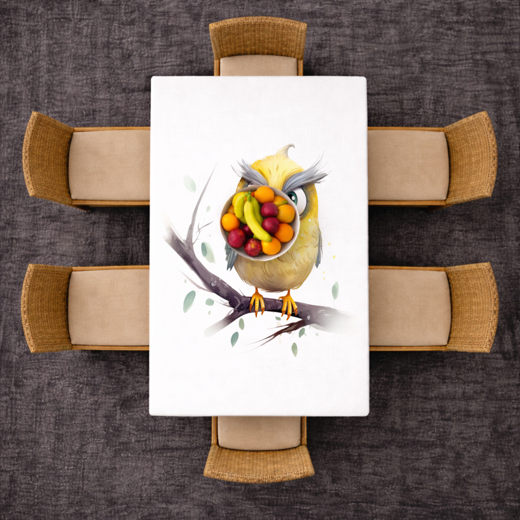 Grumpy Yellow Owl Rectangular Tablecloth