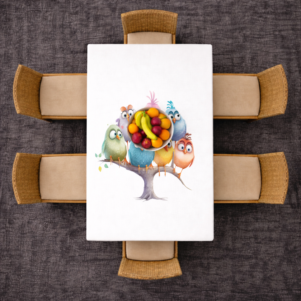 Whimsical Colorful Birds on Branch 