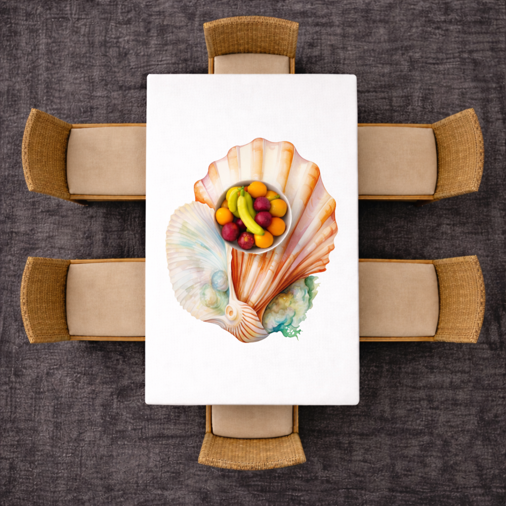 Iridescent Pearls in Orange Scallop Seashell 