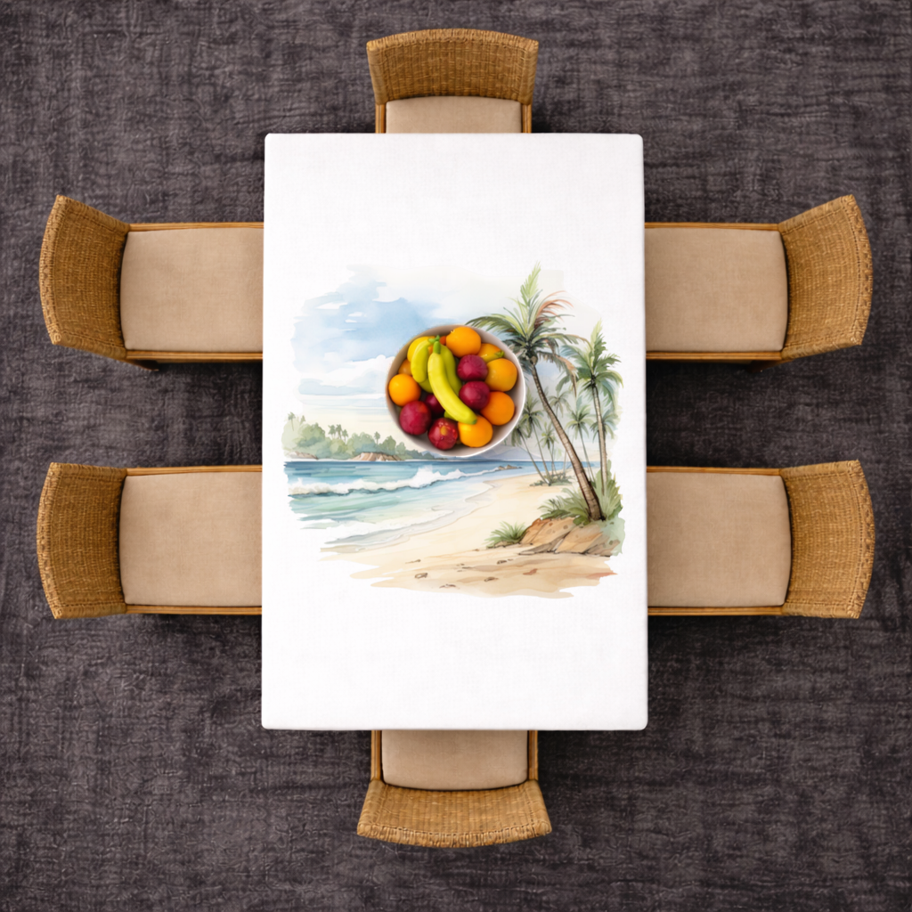 Tropical Palm Tree Beach Rectangular Tablecloth