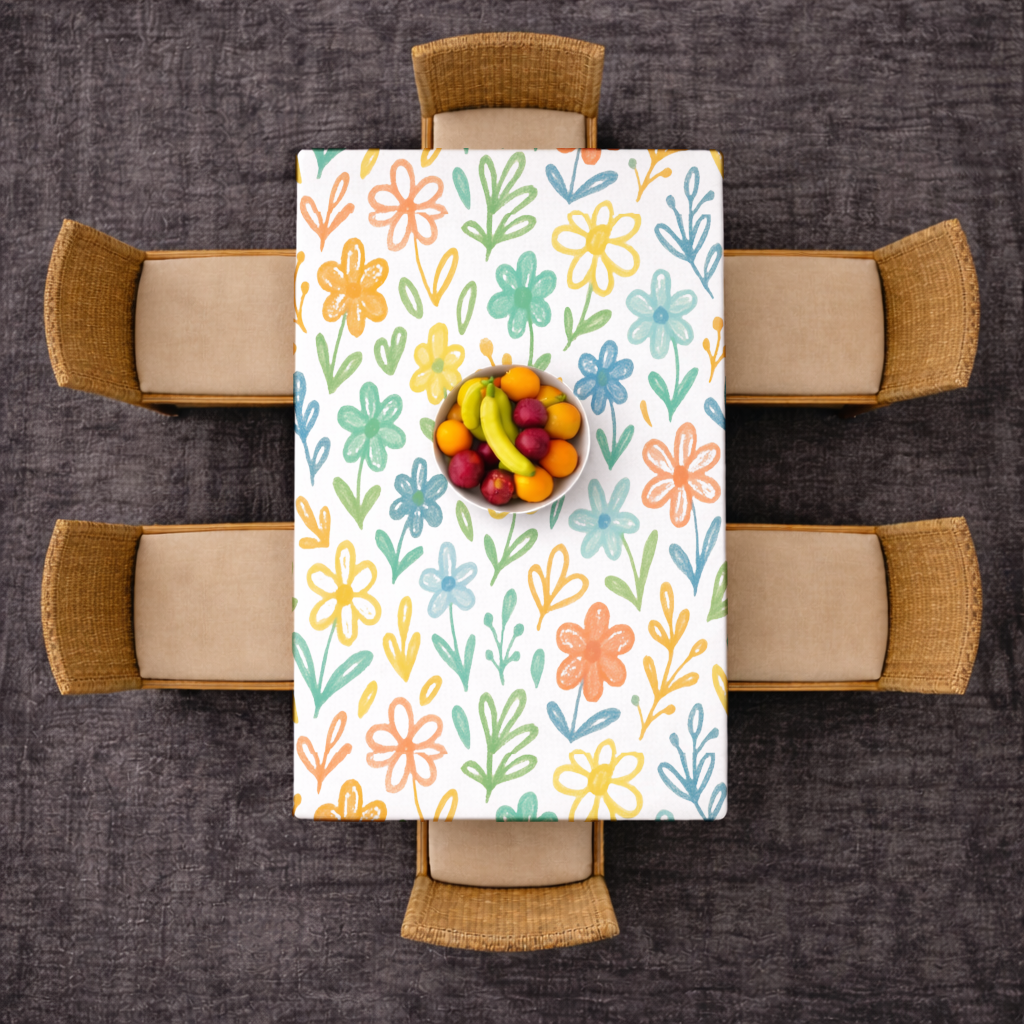 Colorful Boho Wildflowers Rectangular Tablecloth