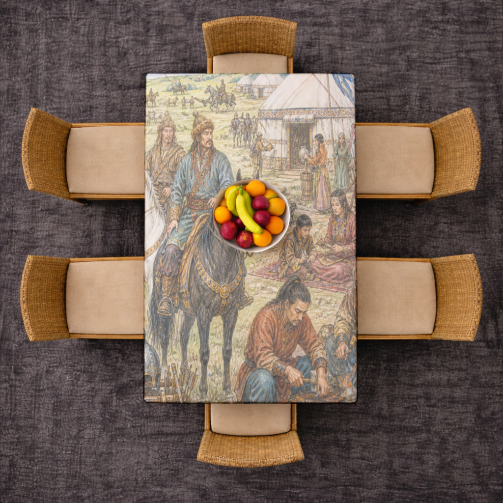 Blacksmiths of the Steppe Ancient Nomadic Camp Art Rectangular Tablecloth