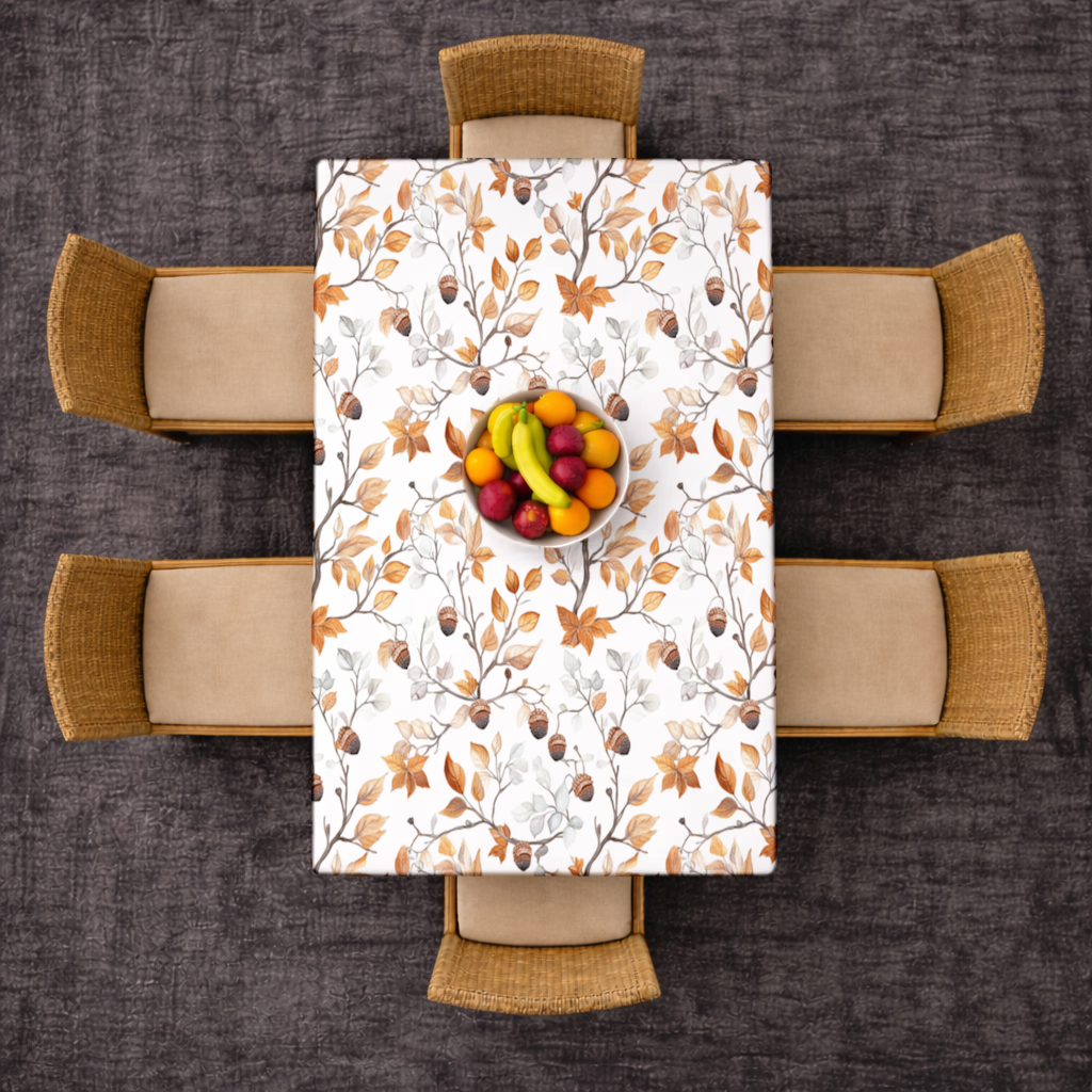 Watercolor Fall Acorns and Leaves Rectangular Tablecloth