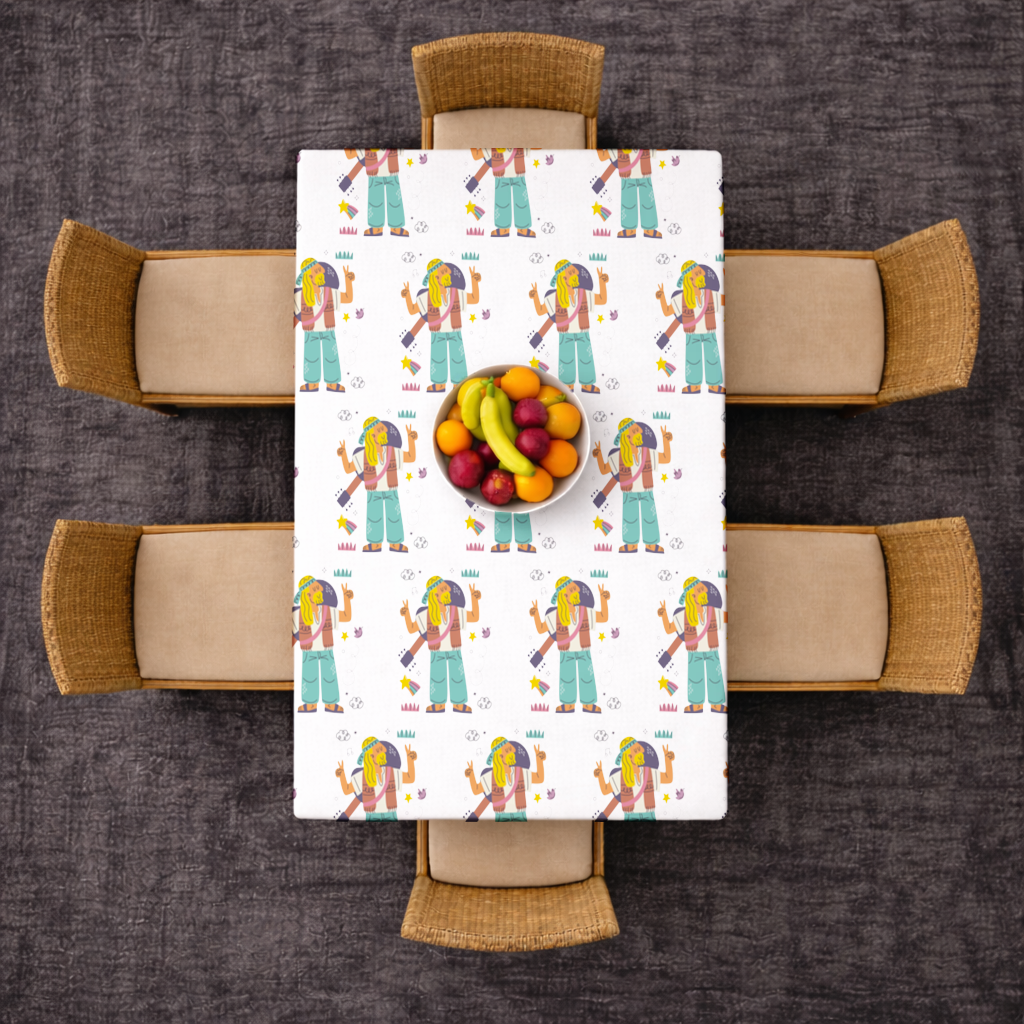 Retro Hippie Character Rectangular Tablecloth