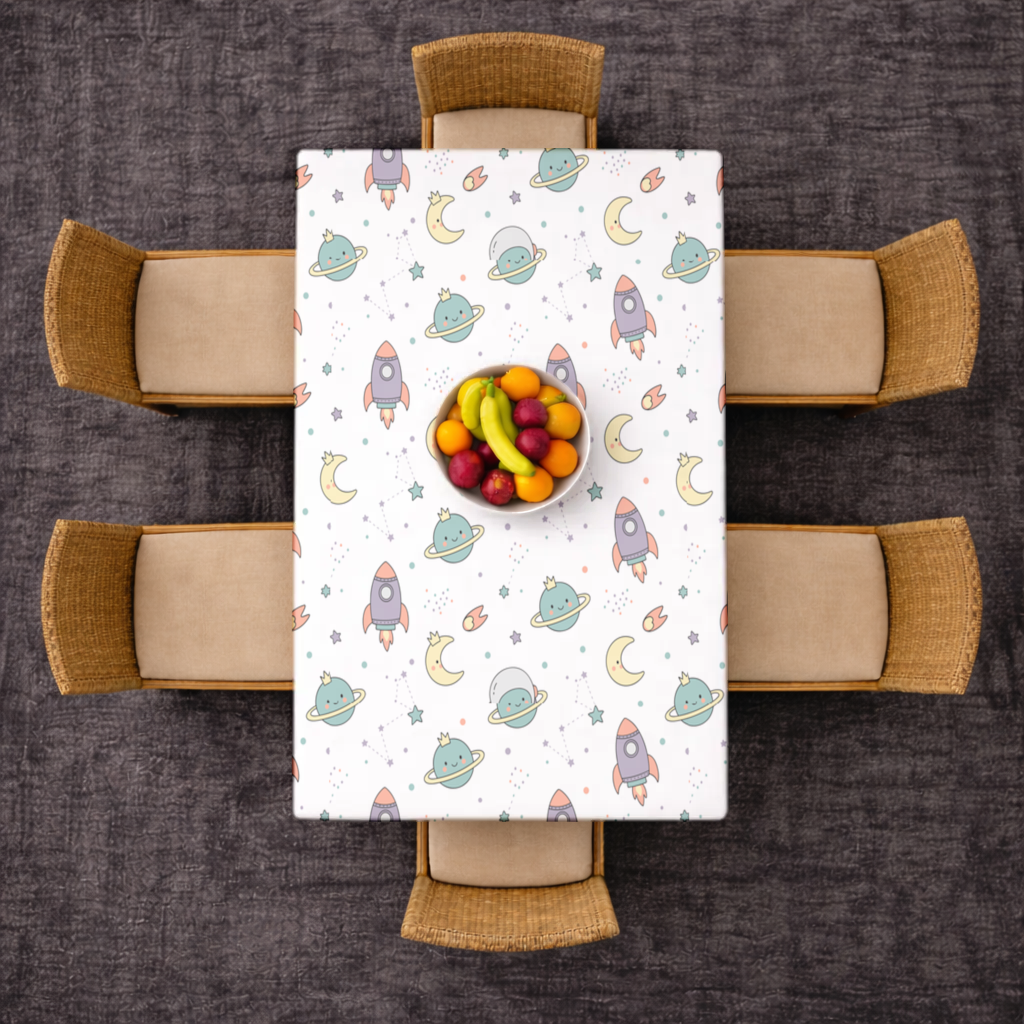 Cute Space Rocket Pattern Rectangular Tablecloth