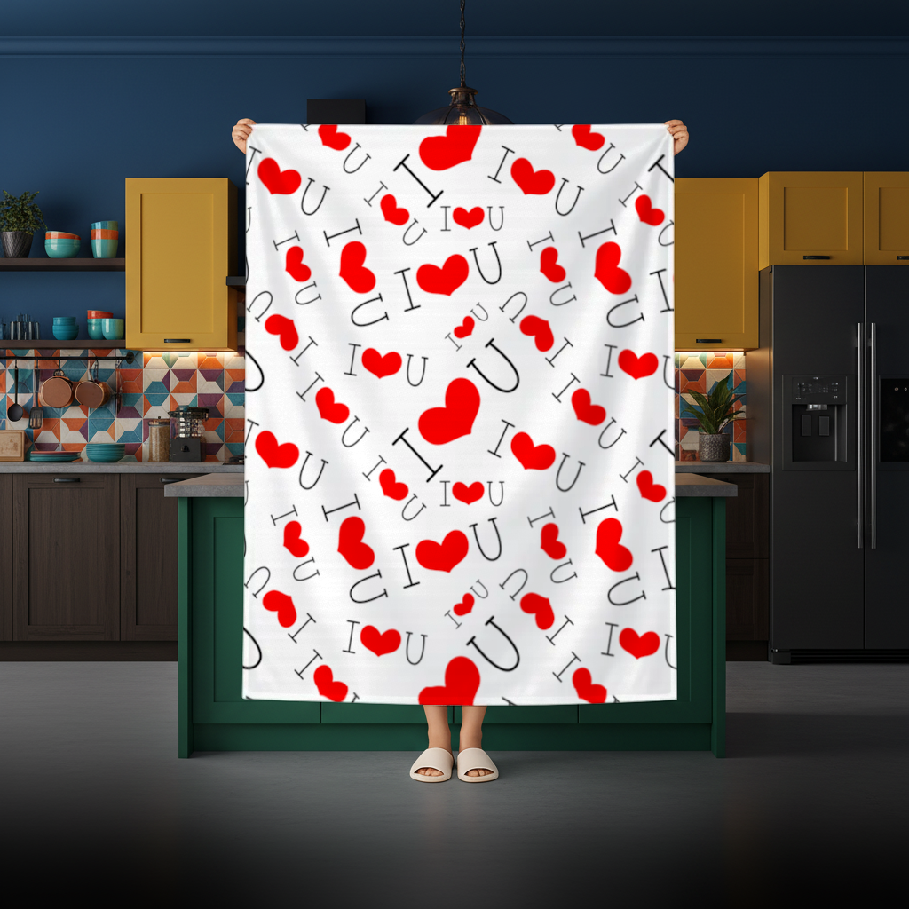 Valentines Day I Love You Heart Pattern Romantic Design Rectangular Tablecloth