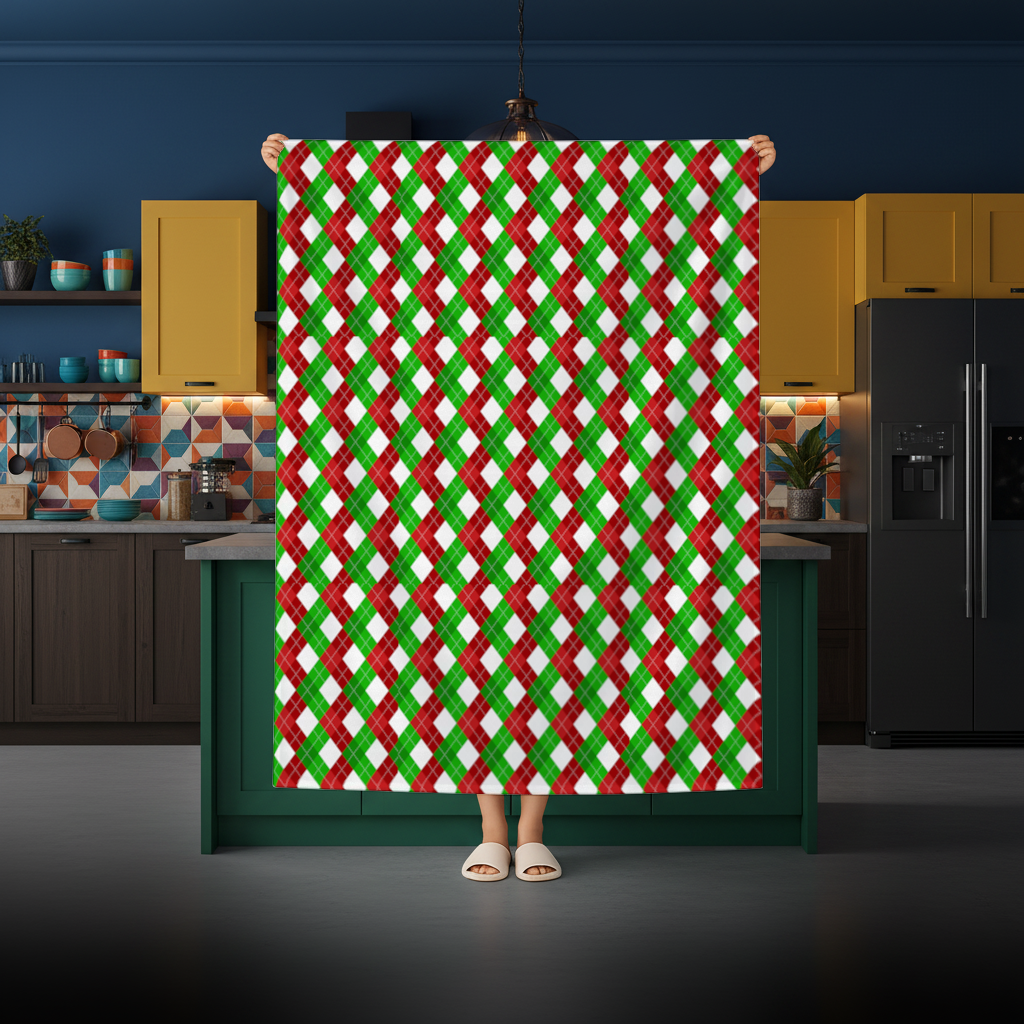 Red Green Argyle Plaid Background Pattern Rectangular Tablecloth
