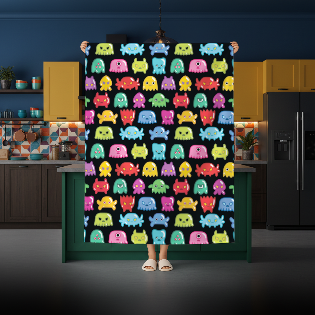 Cute Colorful Monsters Seamless Pattern Rectangular Tablecloth