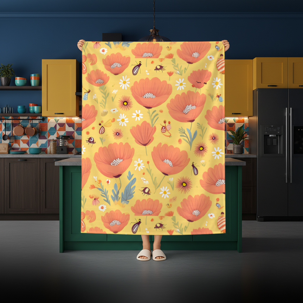 Floral  Insect Pattern  Colorful Design Rectangular Tablecloth