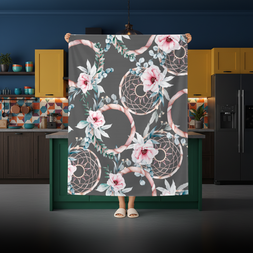 Boho Floral Dreamcatcher Pattern Rectangular Tablecloth