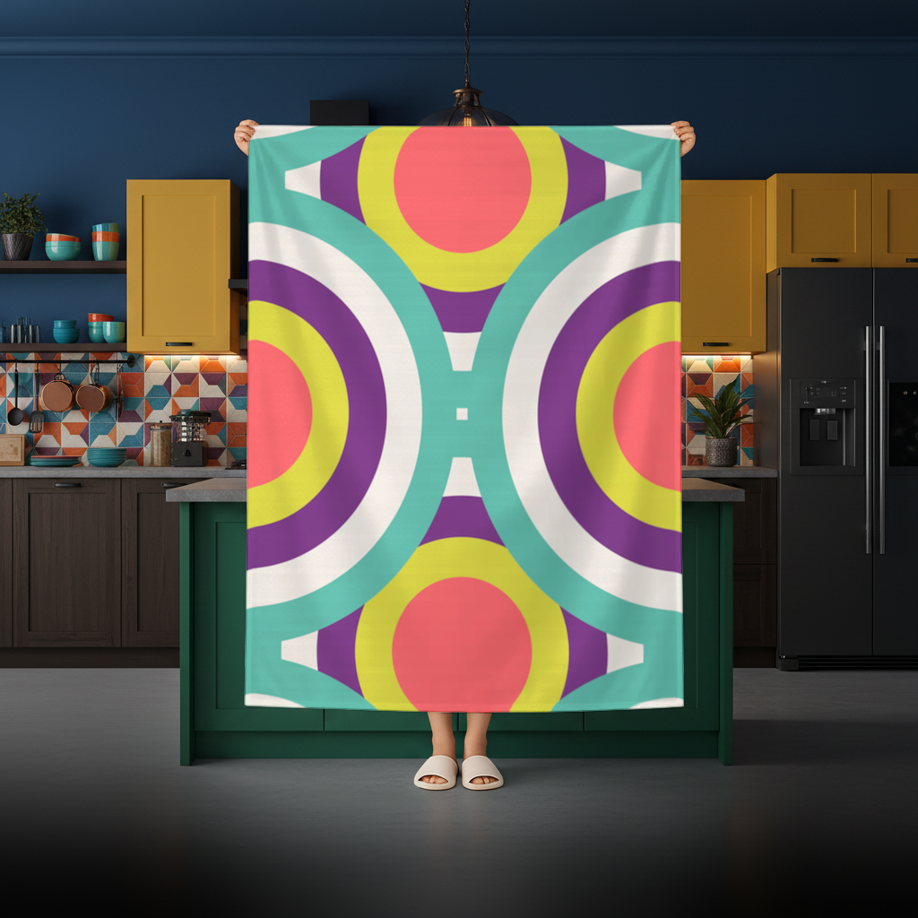 Colorful Geometric Circle Pattern Rectangular Tablecloth