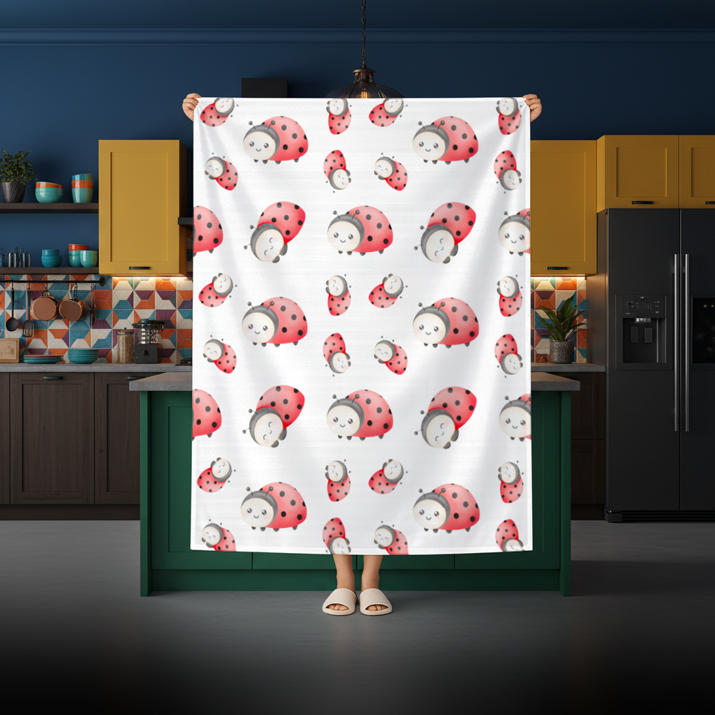 Cute Kawaii Ladybug Pattern Rectangular Tablecloth