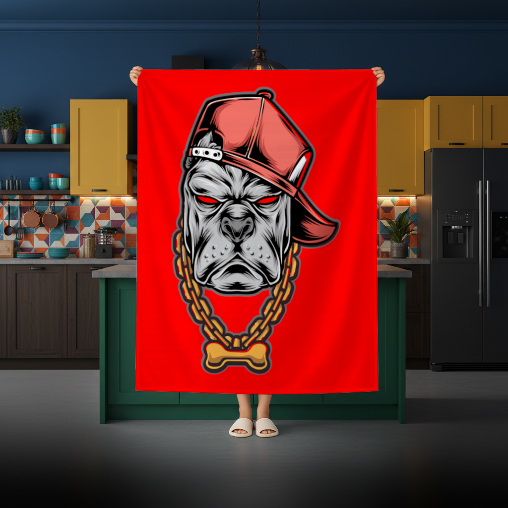 Hip Hop Style Gangster Dog Illustration Rectangular Tablecloth