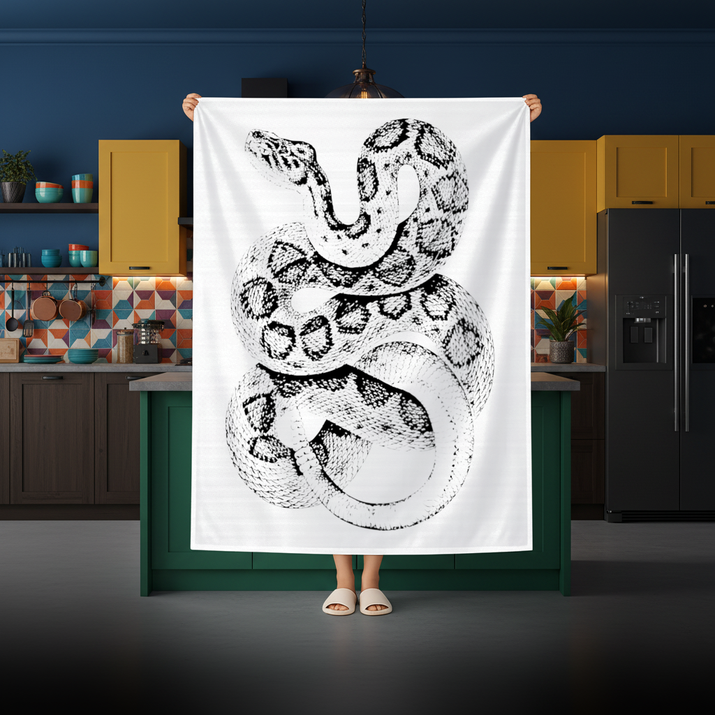 Detailed Vintage Rattlesnake Illustration Rectangular Tablecloth